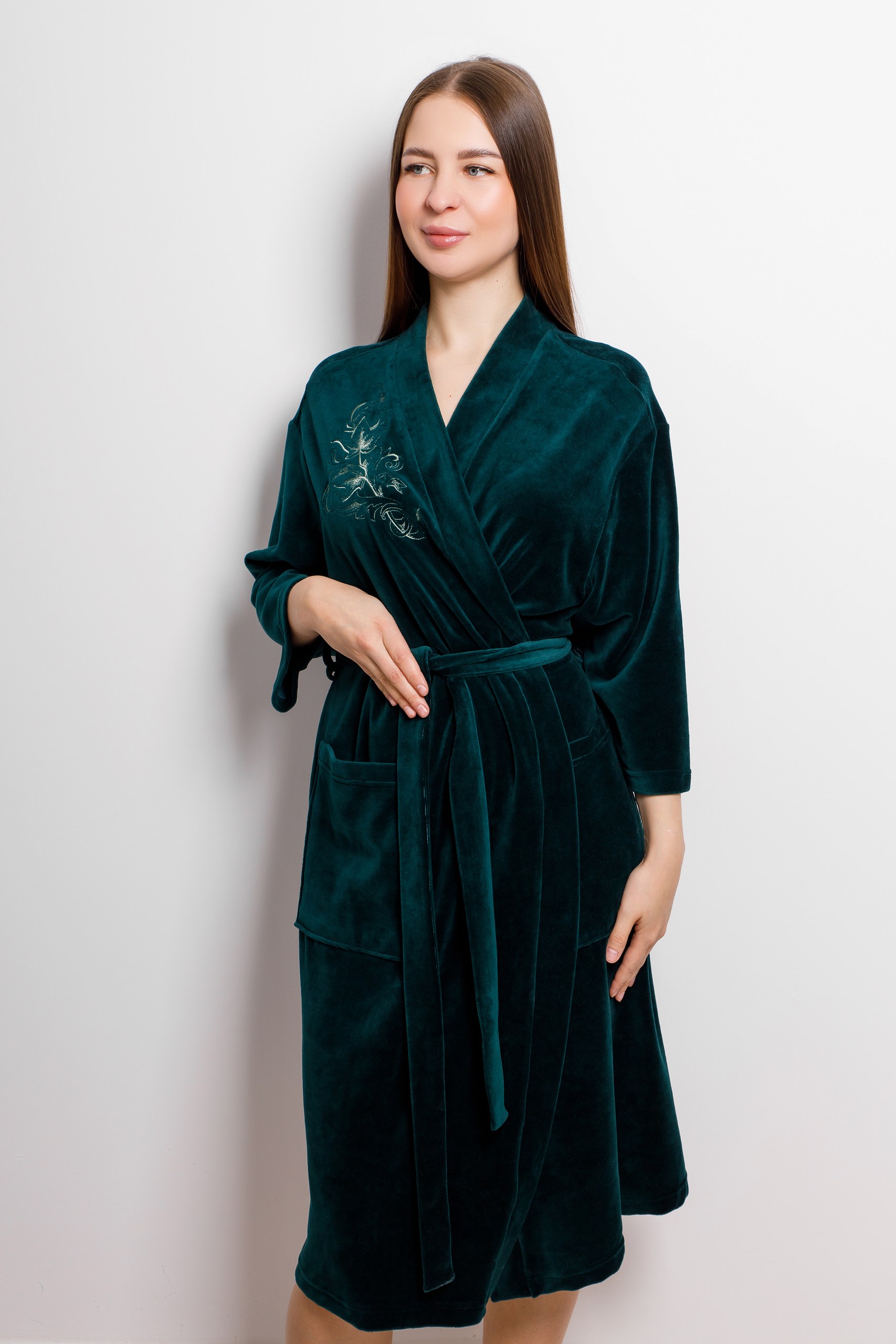 картинка Халат женский «Лилия-М» (изумрудный) от магазина Одежда+