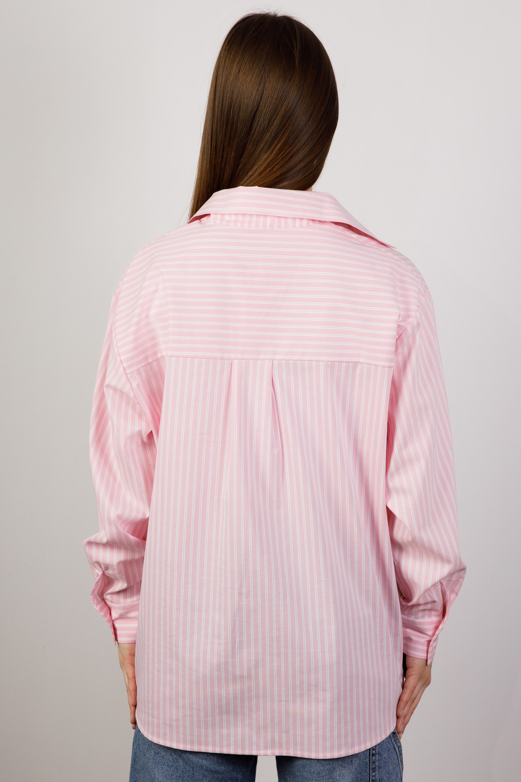 картинка Блузка женская «Лолита-цвет» (белая полоска на розовом) от магазина Одежда+