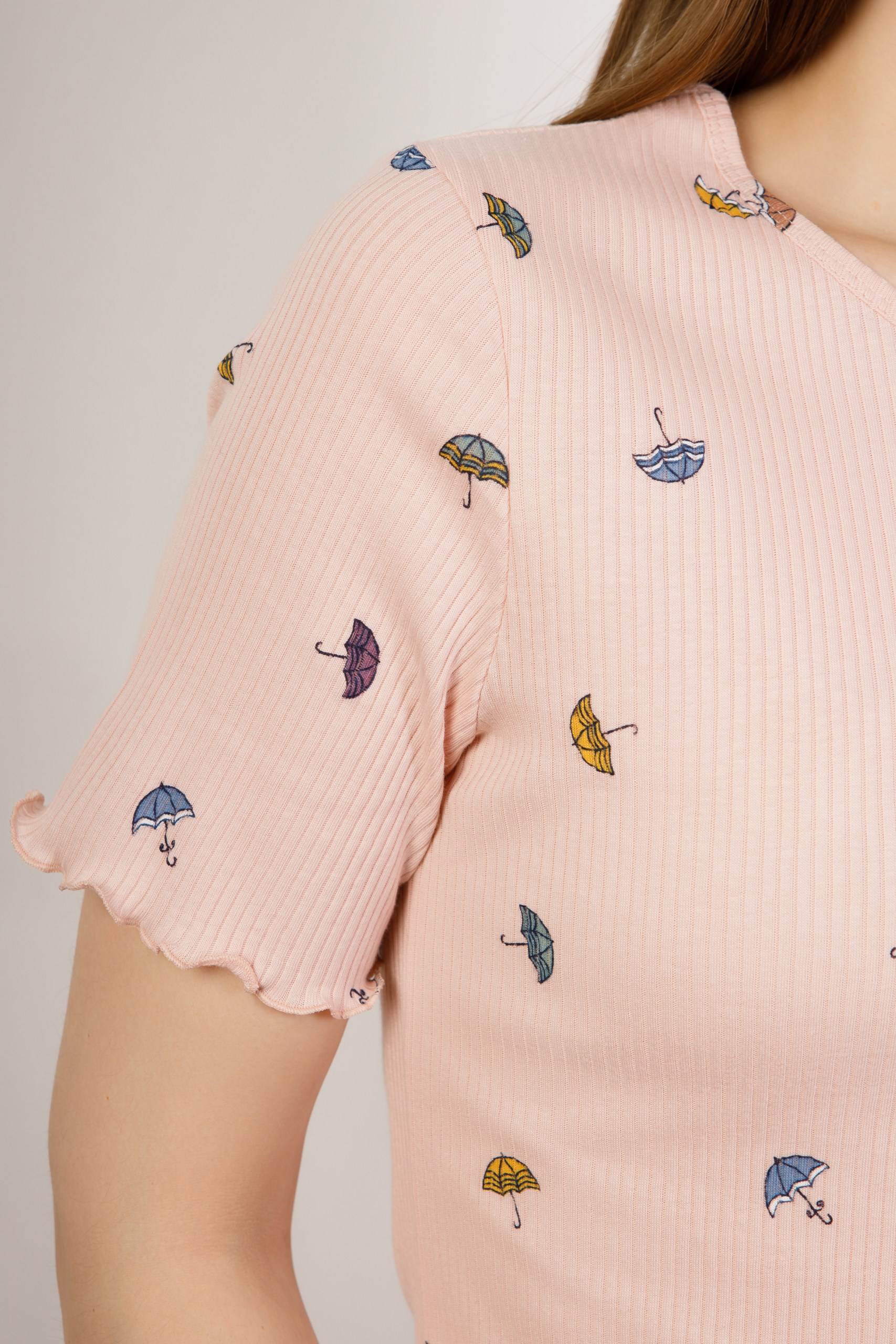 картинка Пижама женская «Жасмин-цвет» (разноцветные зонтики на пудровом фоне)  от магазина Одежда+