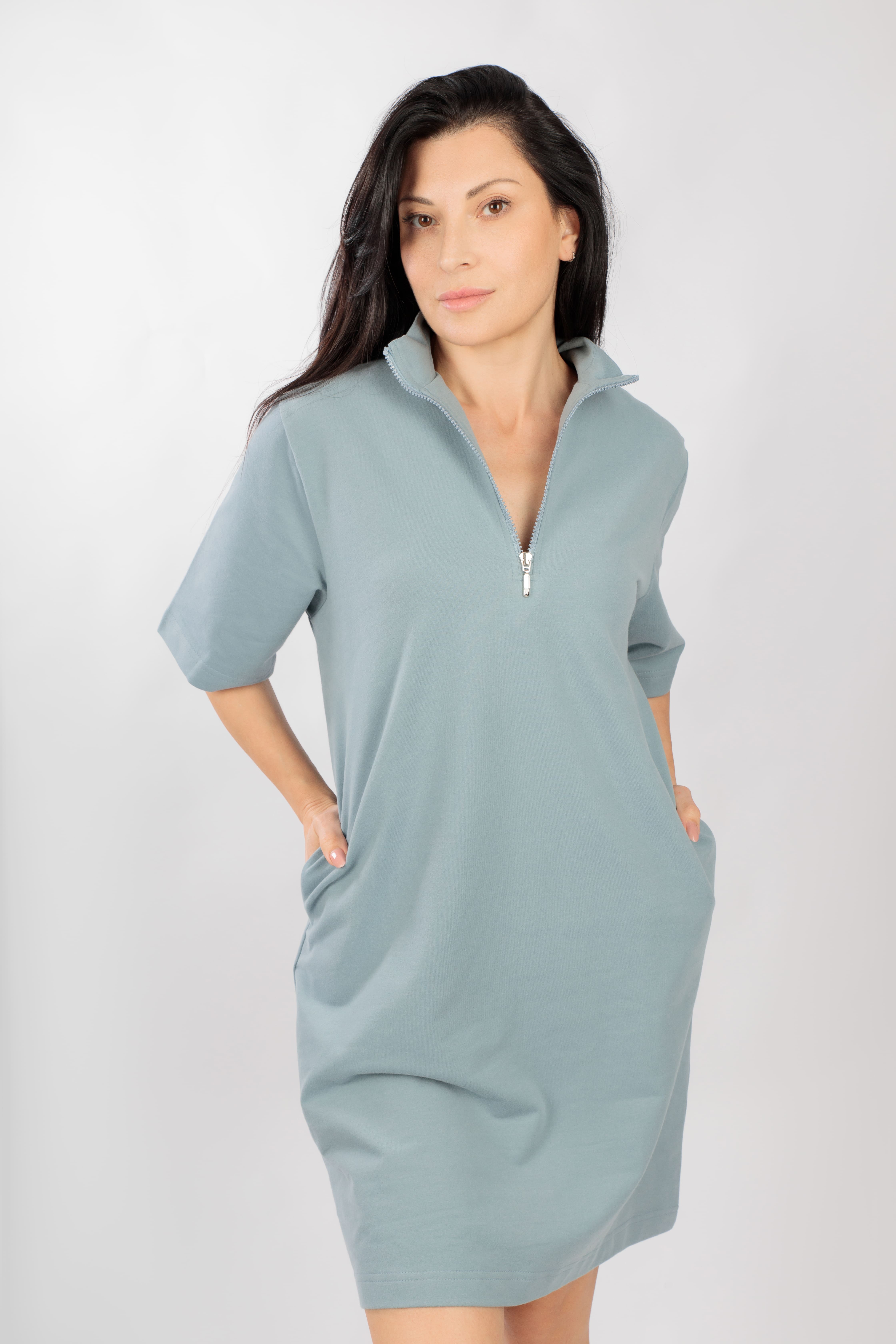 картинка Платье «Нелли» (серо-мятный)   от магазина Одежда+