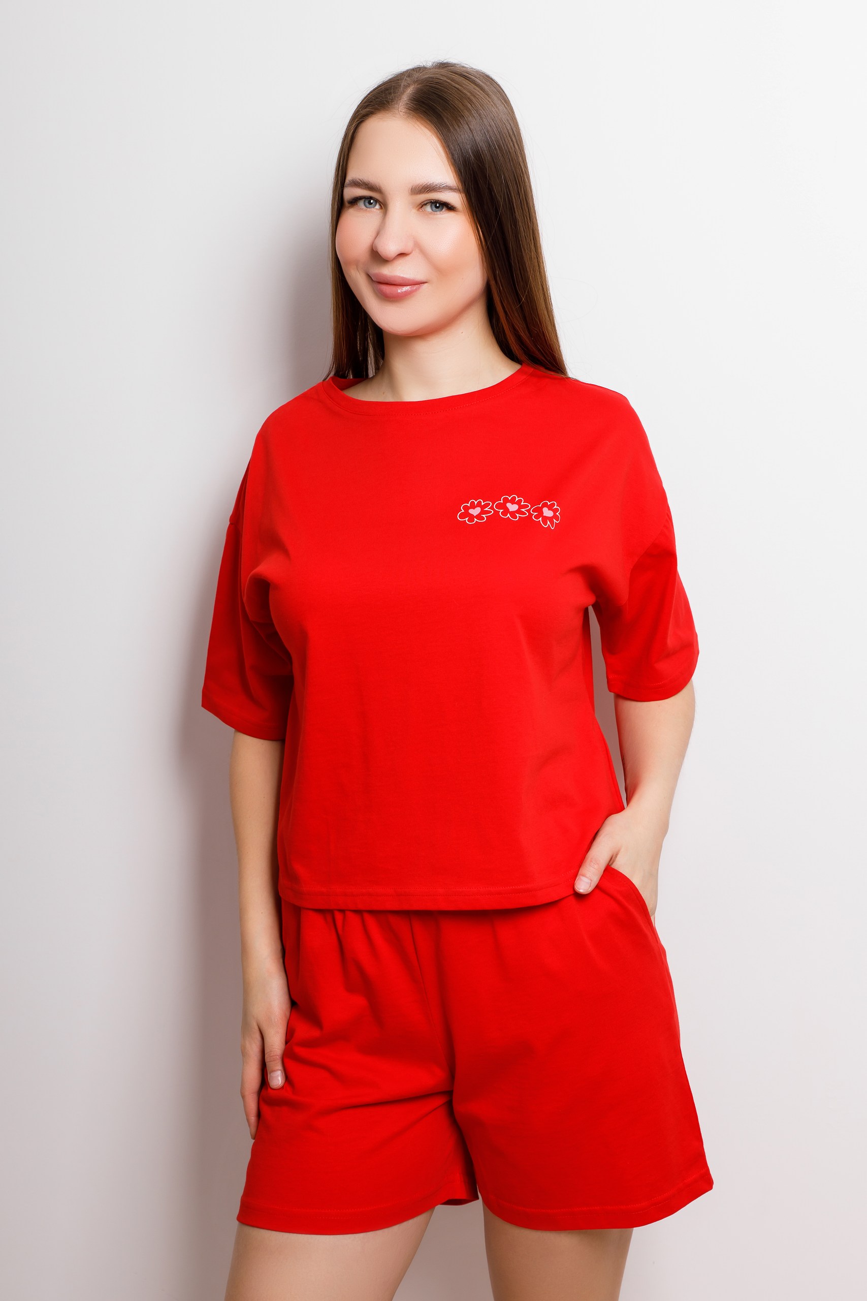 картинка Комплект домашний женский «Инима» (красный) от магазина Одежда+