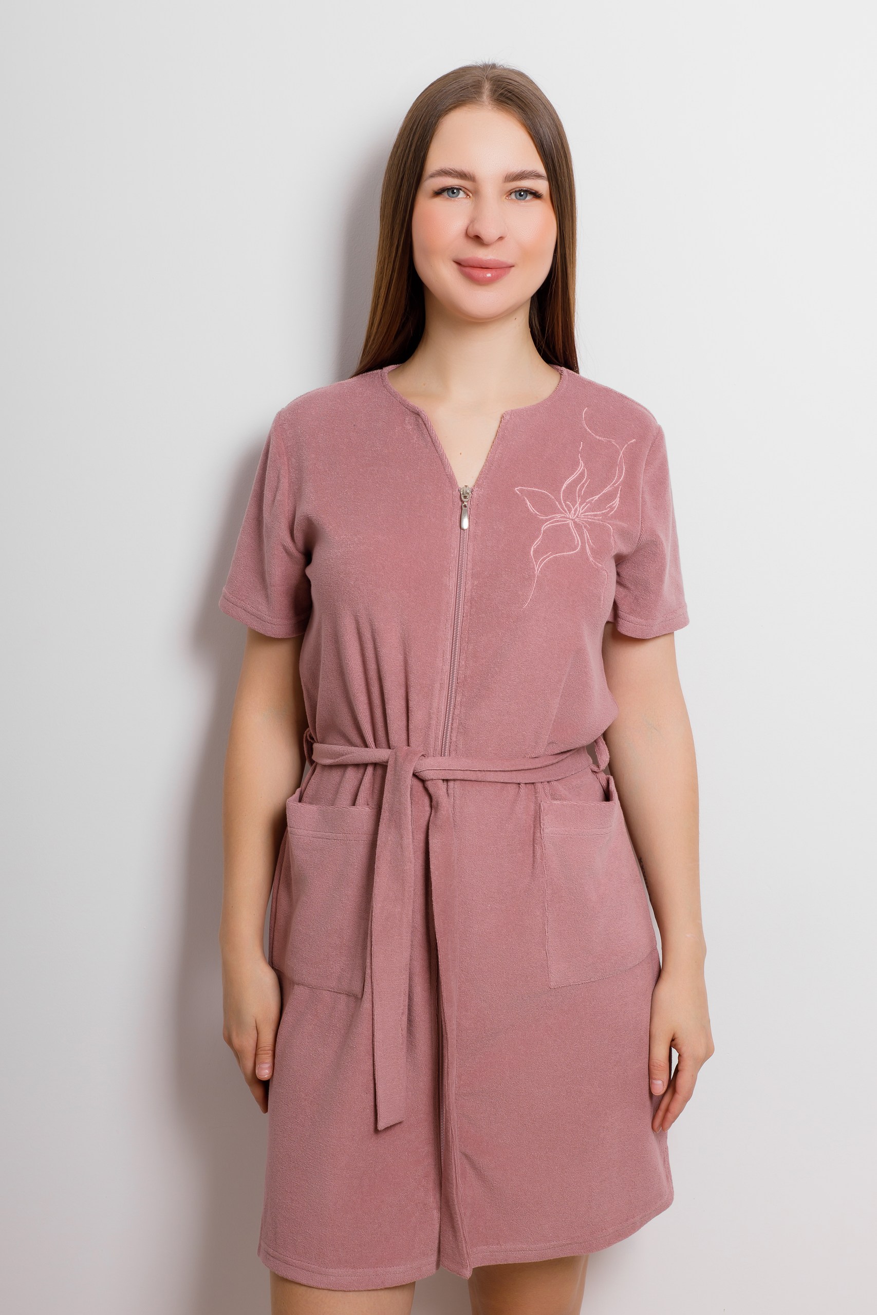 картинка Халат женский «Виола» (пепельно-розовый) от магазина Одежда+