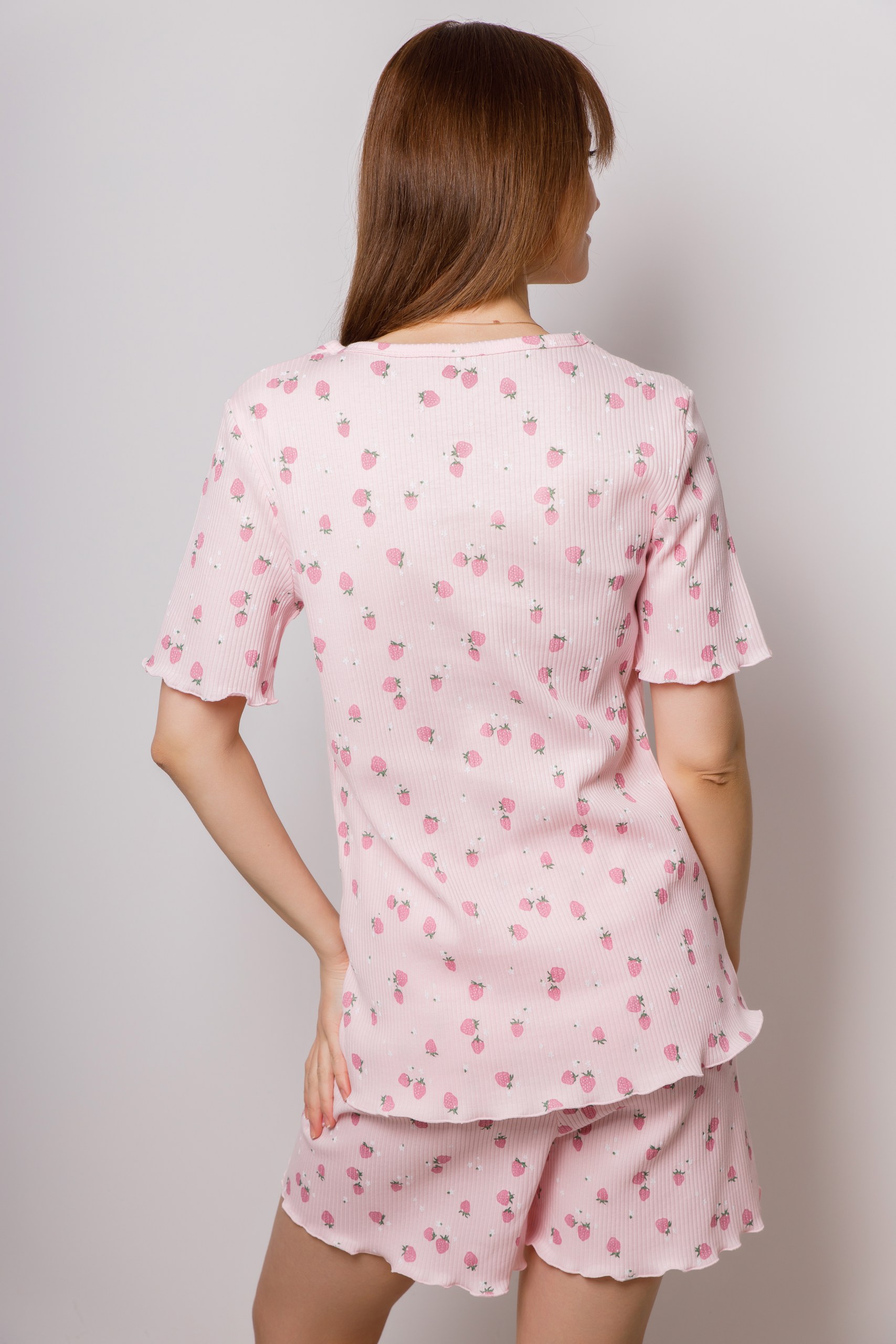 картинка Пижама женская «Жасмин-цвет» (клубника на светло-розовом фоне)  от магазина Одежда+