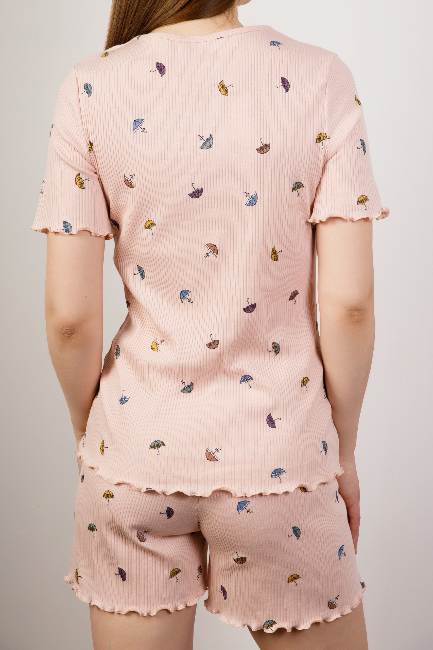 картинка Пижама женская «Жасмин-цвет» (разноцветные зонтики на пудровом фоне)  от магазина Одежда+