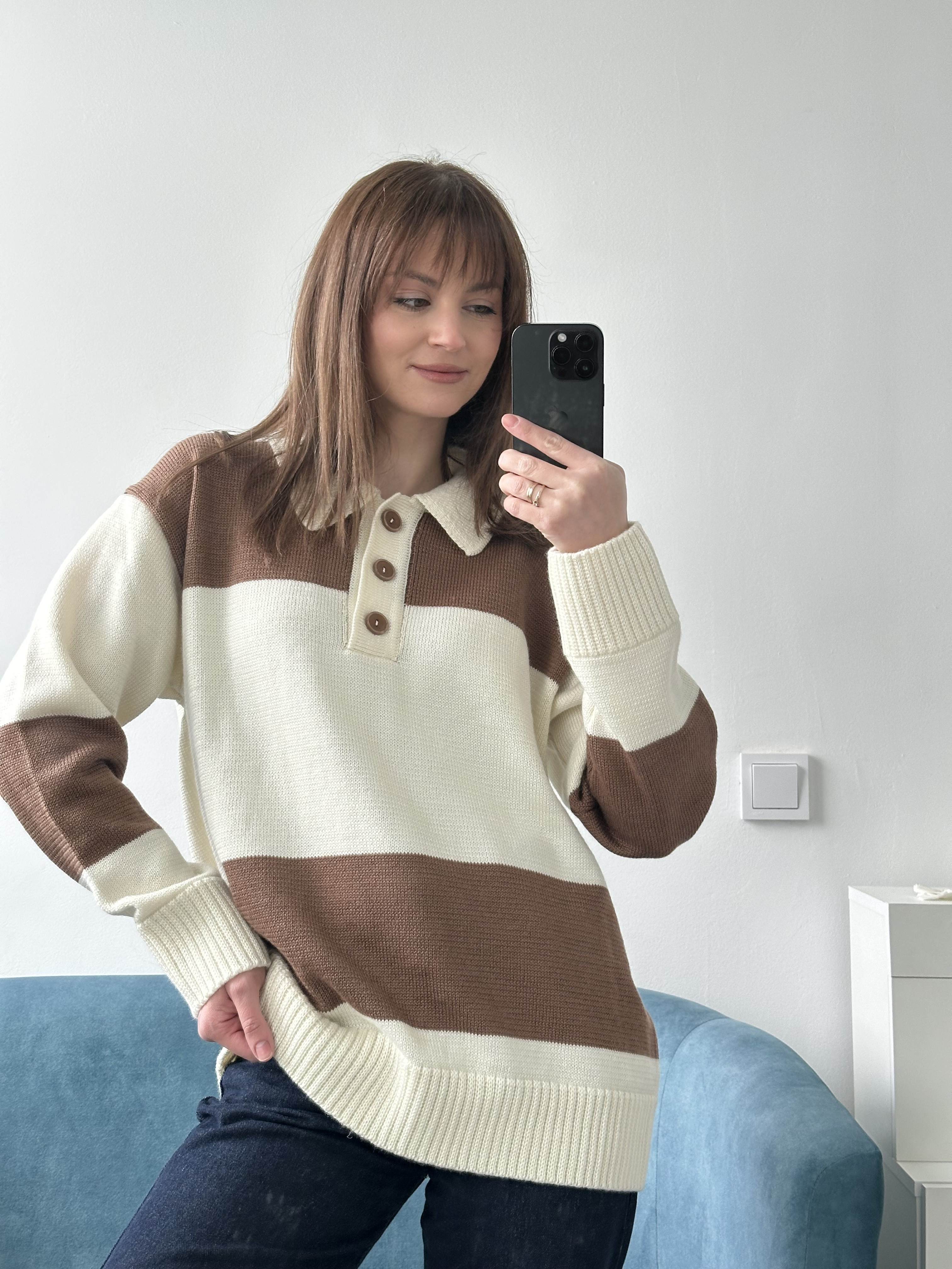 картинка Джемпер женский "Джейн" (молоко, отделка какао) от магазина Одежда+